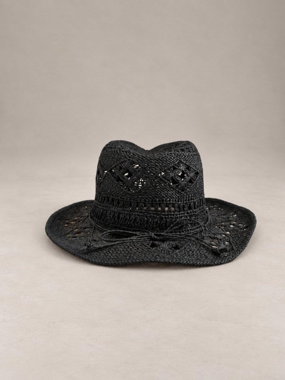 Peter Grimm Black Crochet Fedora Hat